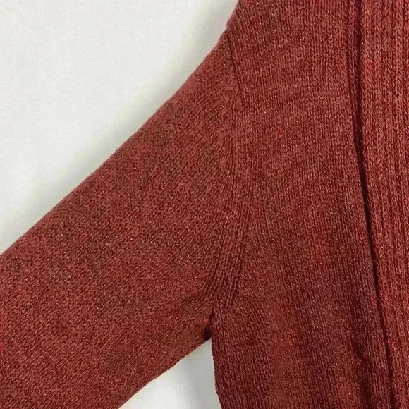 Fortune & Ivy Womens Cardigan Rust S Open Front Long Line Metallic Knit Trendy - Picture 4 of 16